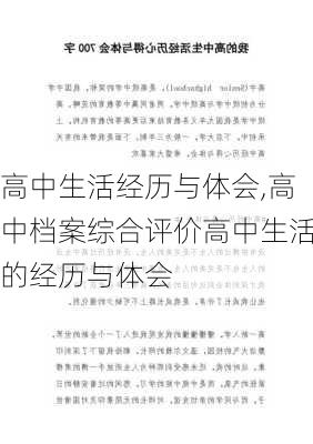 高中生活经历与体会,高中档案综合评价高中生活的经历与体会