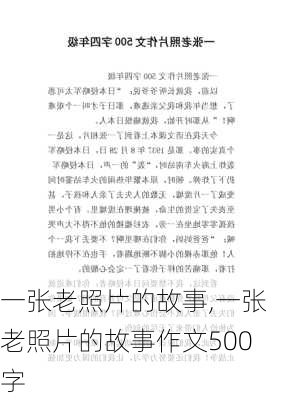 一张老照片的故事,一张老照片的故事作文500字