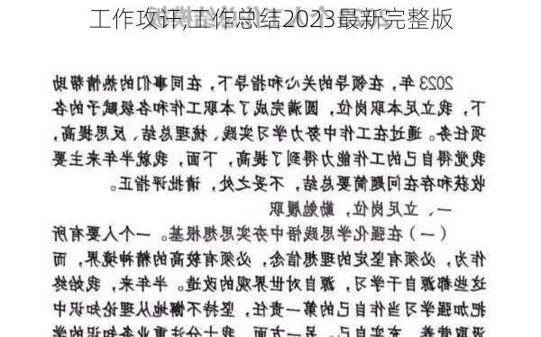 工作攻讦,工作总结2023最新完整版