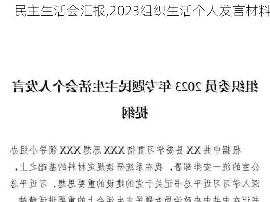 民主生活会汇报,2023组织生活个人发言材料