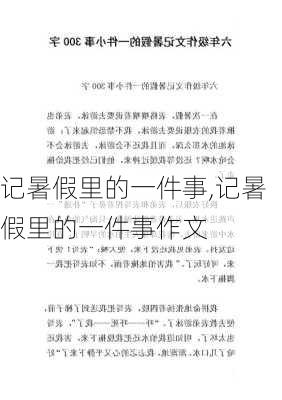 记暑假里的一件事,记暑假里的一件事作文