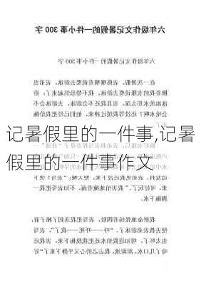 记暑假里的一件事,记暑假里的一件事作文