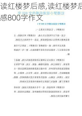 读红楼梦后感,读红楼梦后感800字作文