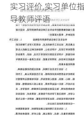 实习评价,实习单位指导教师评语