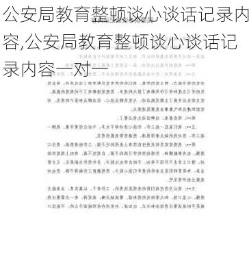 公安局教育整顿谈心谈话记录内容,公安局教育整顿谈心谈话记录内容一对一