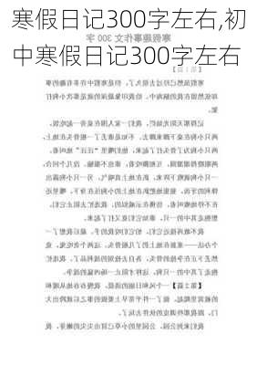 寒假日记300字左右,初中寒假日记300字左右