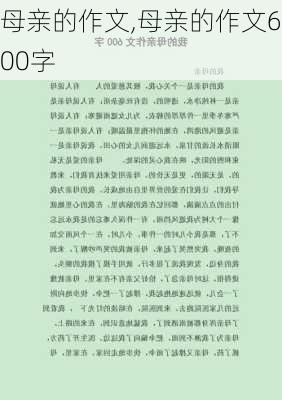 母亲的作文,母亲的作文600字