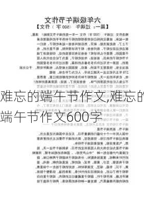 难忘的端午节作文,难忘的端午节作文600字