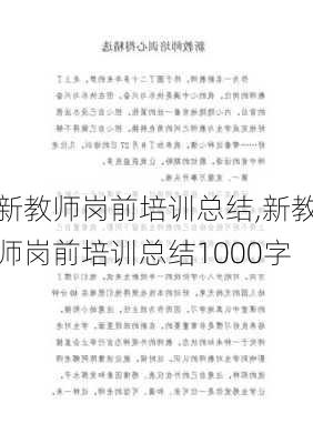 新教师岗前培训总结,新教师岗前培训总结1000字