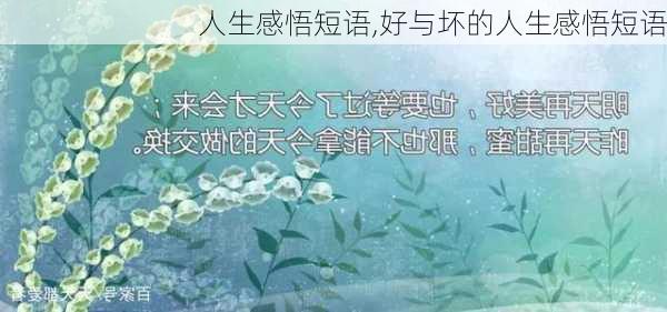 人生感悟短语,好与坏的人生感悟短语