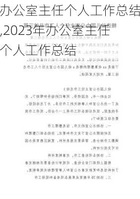 办公室主任个人工作总结,2023年办公室主任个人工作总结