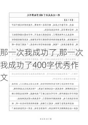 那一次我成功了,那一次我成功了400字优秀作文