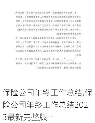 保险公司年终工作总结,保险公司年终工作总结2023最新完整版