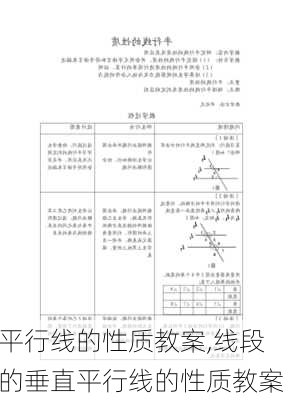 平行线的性质教案,线段的垂直平行线的性质教案