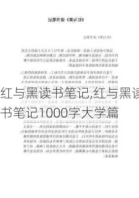 红与黑读书笔记,红与黑读书笔记1000字大学篇