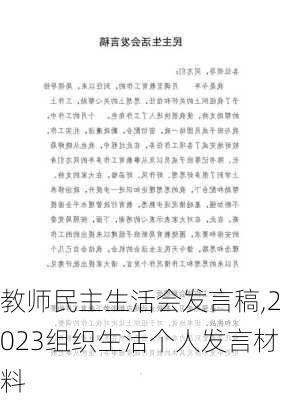 教师民主生活会发言稿,2023组织生活个人发言材料