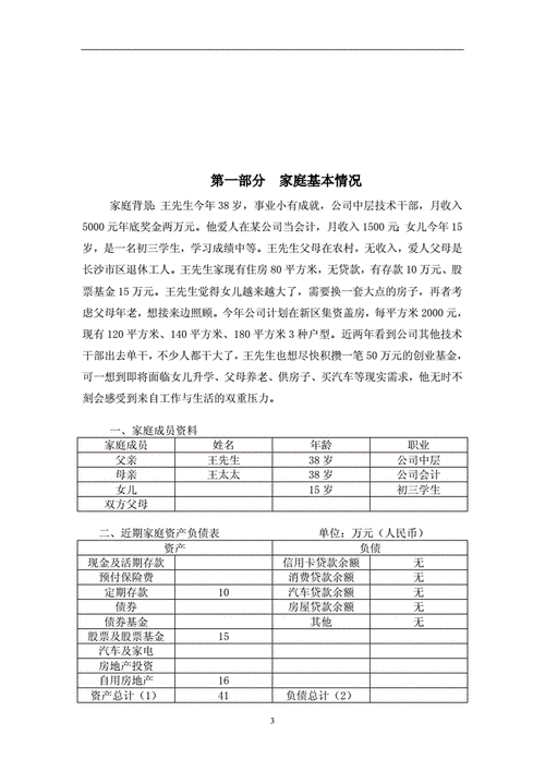 家庭理财规划,家庭理财规划书案例