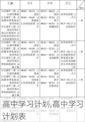 高中学习计划,高中学习计划表