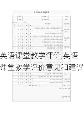 英语课堂教学评价,英语课堂教学评价意见和建议