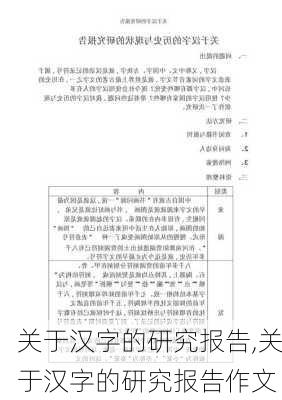 关于汉字的研究报告,关于汉字的研究报告作文