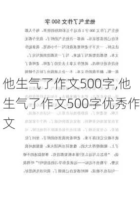 他生气了作文500字,他生气了作文500字优秀作文