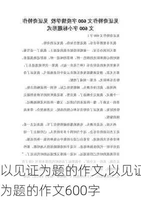 以见证为题的作文,以见证为题的作文600字