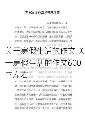 关于寒假生活的作文,关于寒假生活的作文600字左右