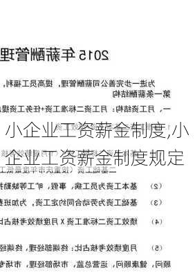 小企业工资薪金制度,小企业工资薪金制度规定