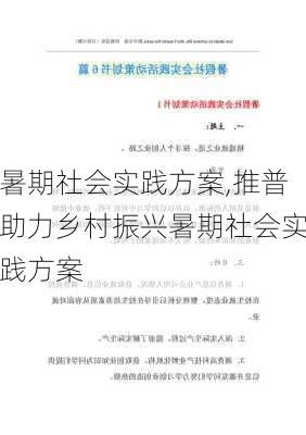 暑期社会实践方案,推普助力乡村振兴暑期社会实践方案