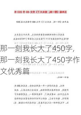 那一刻我长大了450字,那一刻我长大了450字作文优秀篇