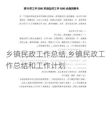 乡镇民政工作总结,乡镇民政工作总结和工作计划