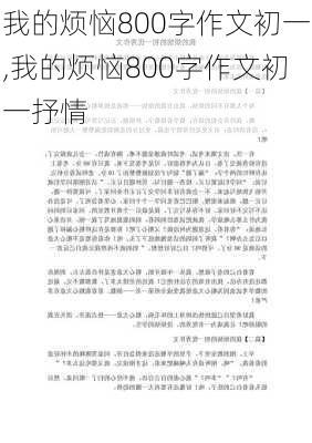 我的烦恼800字作文初一,我的烦恼800字作文初一抒情