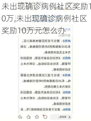 未出现确诊病例社区奖励10万,未出现确诊病例社区奖励10万元怎么办