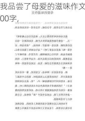 我品尝了母爱的滋味作文800字,