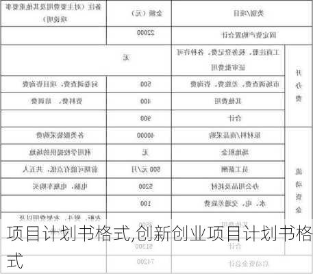 项目计划书格式,创新创业项目计划书格式