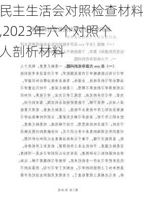 民主生活会对照检查材料,2023年六个对照个人剖析材料