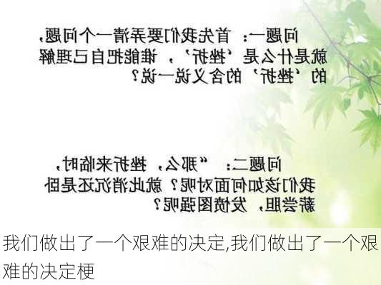 我们做出了一个艰难的决定,我们做出了一个艰难的决定梗