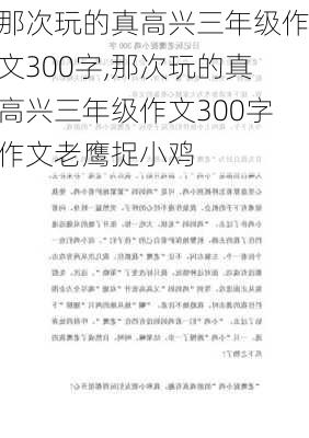 那次玩的真高兴三年级作文300字,那次玩的真高兴三年级作文300字作文老鹰捉小鸡