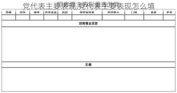 党代表主要表现,党代表主要表现怎么填