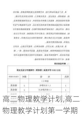 高二物理教学计划,高二物理教学计划第一学期