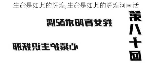 生命是如此的辉煌,生命是如此的辉煌河南话