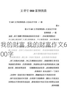 我的财富,我的财富作文600字