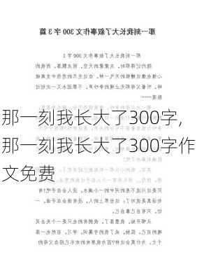 那一刻我长大了300字,那一刻我长大了300字作文免费