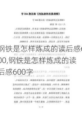 钢铁是怎样炼成的读后感600,钢铁是怎样炼成的读后感600字