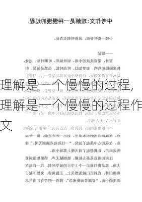 理解是一个慢慢的过程,理解是一个慢慢的过程作文