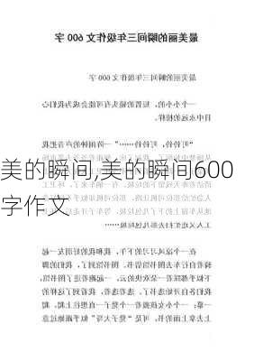 美的瞬间,美的瞬间600字作文