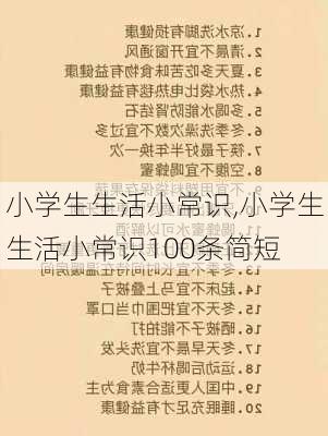 小学生生活小常识,小学生生活小常识100条简短