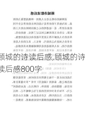 顾城的诗读后感,顾城的诗读后感800字