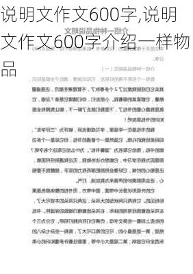 说明文作文600字,说明文作文600字介绍一样物品