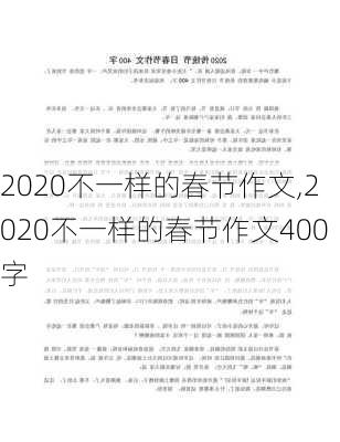 2020不一样的春节作文,2020不一样的春节作文400字